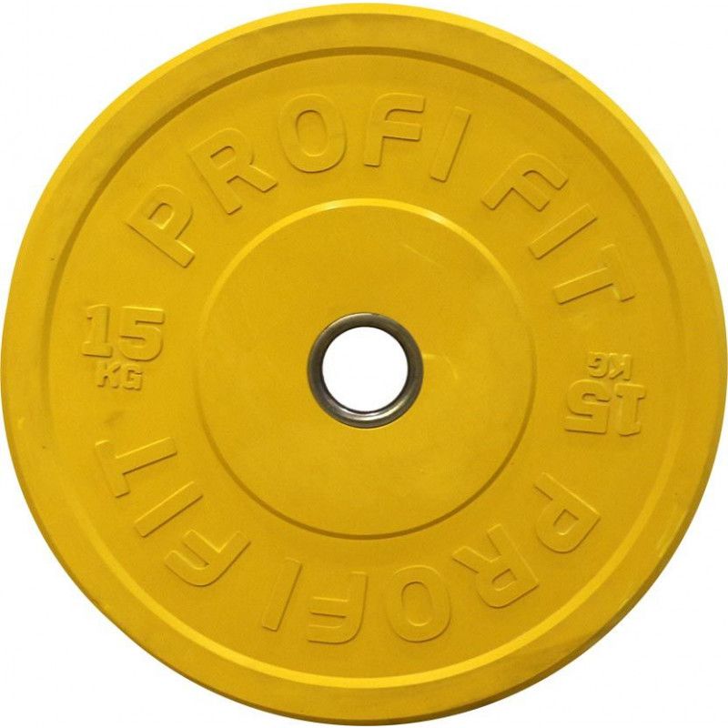Диск для штанги каучуковый, цветной D51 мм PROFI-FIT 15 кг