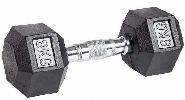 Гантель гексагональная обрезиненная PROFI-FIT 8 кг