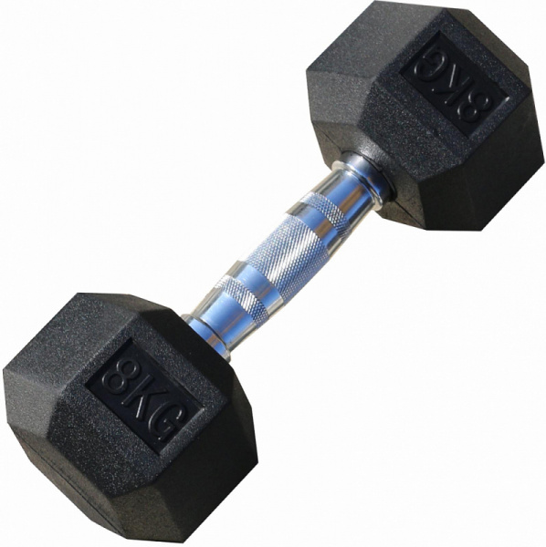 Гантель гексагональная обрезиненная PROFI-FIT 8 кг